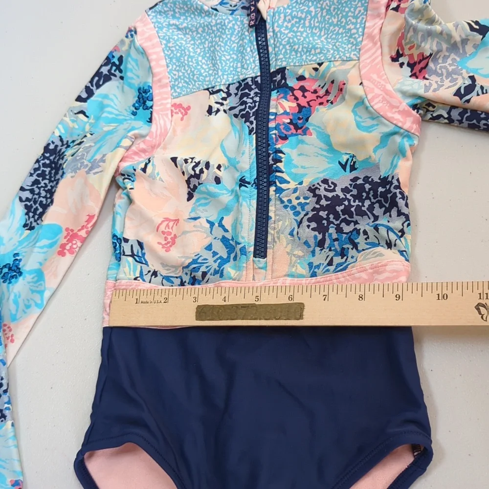 Athleta girl, One piece floral rash guard swimsuit. Size 6